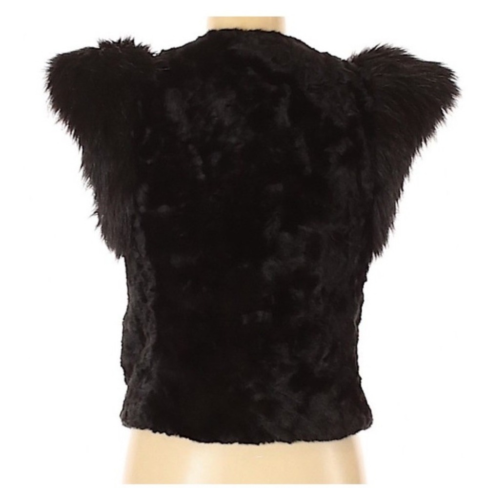 Vintage Women's Skaist Taylor Neiman Marcus Faux Fur‎ Vest Black Medium Pockets - Picture 10 of 16